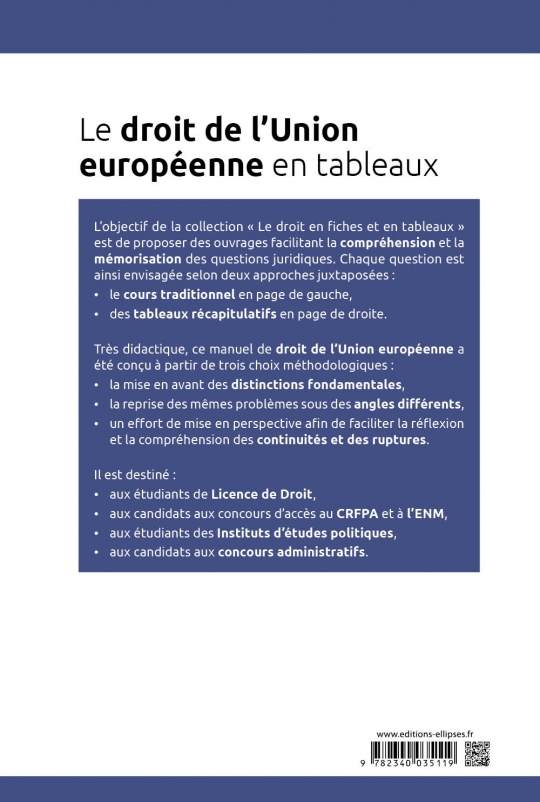 Le droit de l'Union européenne en tableaux