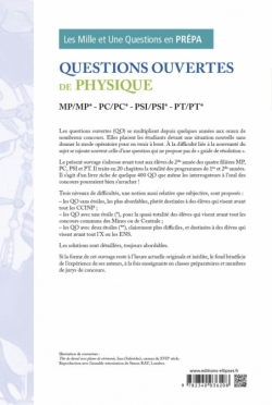 Questions ouvertes de Physique - MP/MP* - PC/PC* - PSI/PSI* - PT/PT*