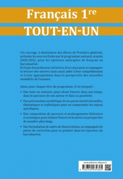 Tout-en-un sur les œuvres au programme de Français. Première. Session 2020-2021