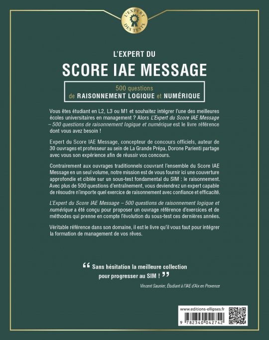 L'Expert du Score IAE Message® - 300 questions de Raisonnement Logique et Numérique