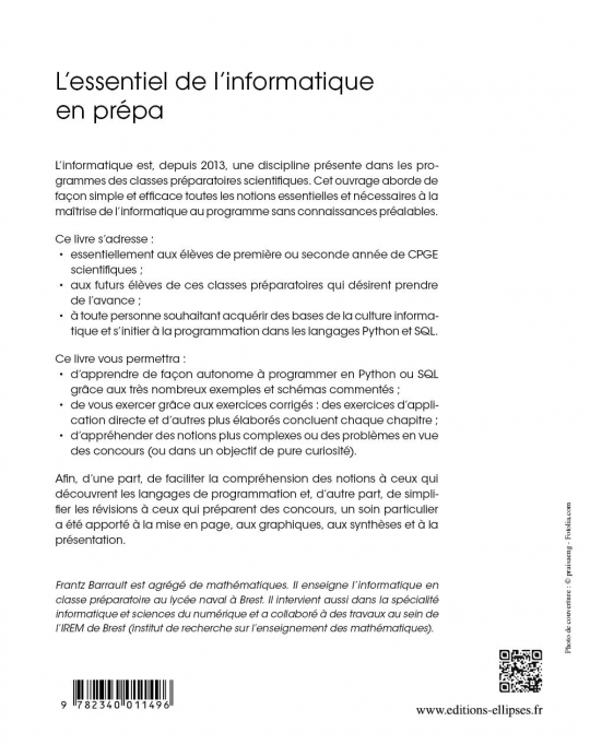 L’essentiel de l’informatique en prépa - Exemples et exercices corrigés en SQL et Python
