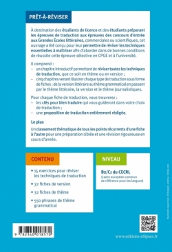 Prêt à réviser. Anglais. Traduction. Méthode et pratique. 120 fiches. Thème, version, thème grammatical. Classes préparatoires e