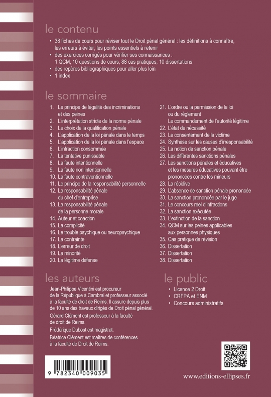 Fiches de droit pénal général - 5e édition