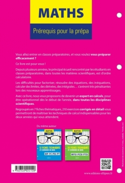Maths - Prérequis pour la prépa - 7 fiches de mise à niveau sur les techniques de calculs et exercices d'entraînement