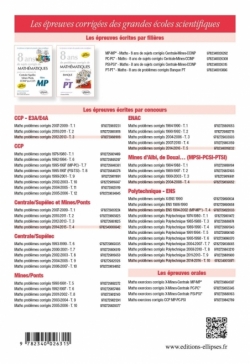 8 ans de sujets corrigés de Mathématiques posés aux concours Centrale/Supélec, Mines/Ponts et CCINP (ex CCP) - filière PSI - suj