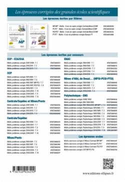 8 ans de problèmes corrigés de Mathématiques posés aux concours Centrale/Supélec, Mines/Ponts et CCINP (ex CCP) - filière MP - s