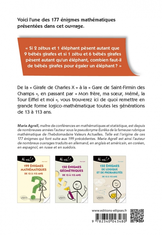 177 nouvelles énigmes mathématiques de 13 à 113 ans