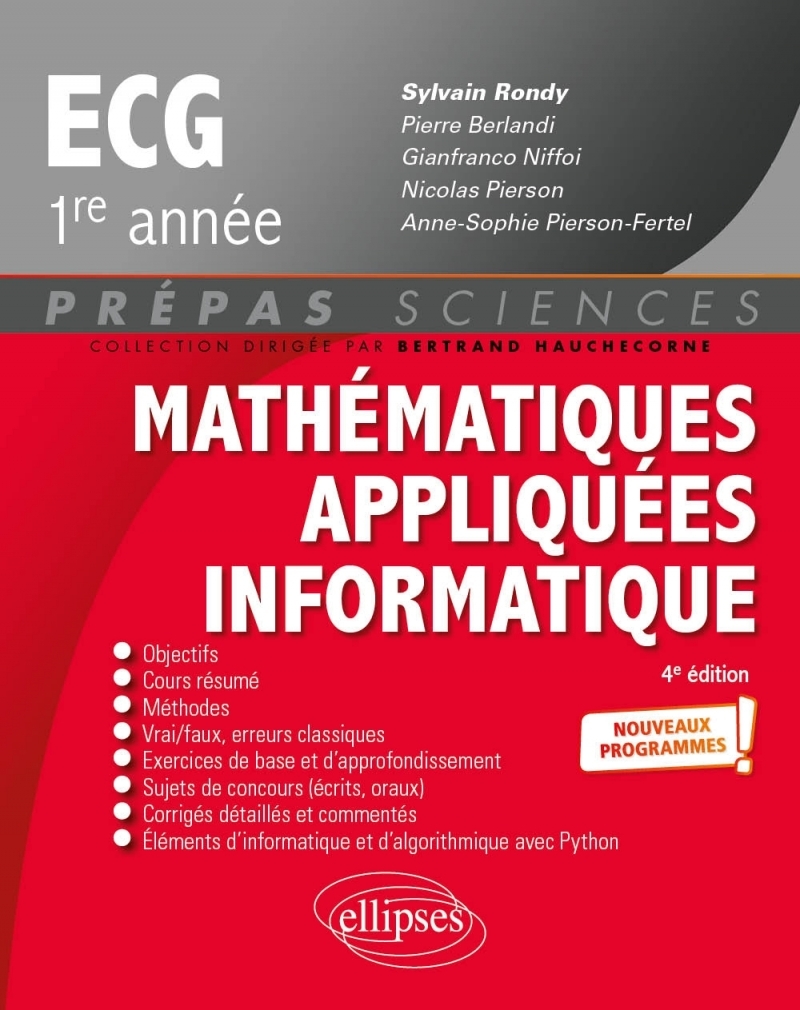 Mathématiques appliquées - Informatique - prépas ECG 1re année - Nouveaux programmes