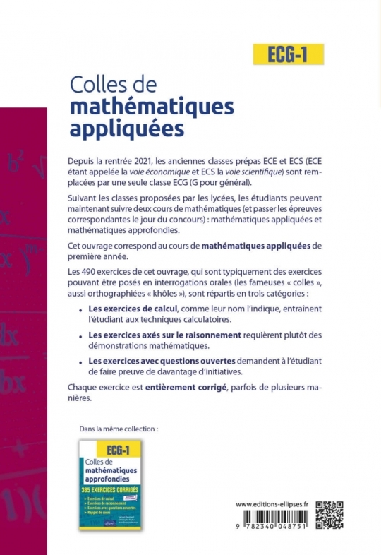 Colles de Mathématiques appliquées - ECG-1 - Nouveaux programmes