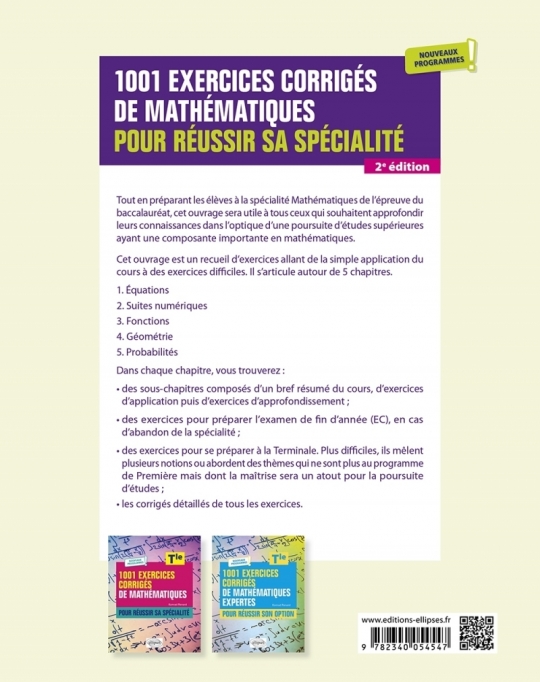 1001 exercices corrigés de Mathématiques - Pour réussir sa spécialité - Première