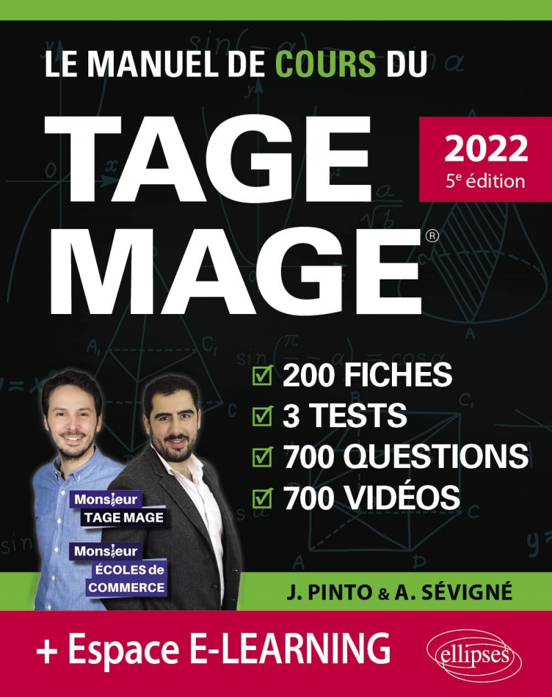 Le Manuel de Cours du TAGE MAGE – 3 tests blancs + 200 fiches de cours + 700 questions + 700 vidéos