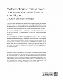 Mathématiques : mise à niveau pour entrer dans une licence scientifique - Cours et exercices corrigés