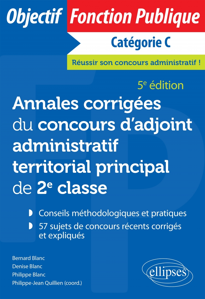 Annales corrigées du concours d'adjoint administratif territorial principal de 2e classe