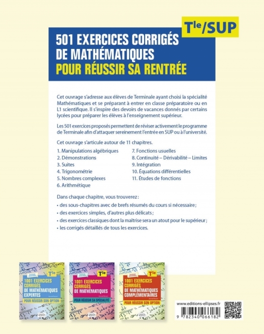 501 exercices corrigés de Mathématiques - Pour réussir sa rentrée - De la Terminale à la SUP