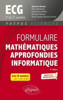 Formulaire Mathématiques approfondies - Informatique - ECG 1re et 2e années - Programme 2022