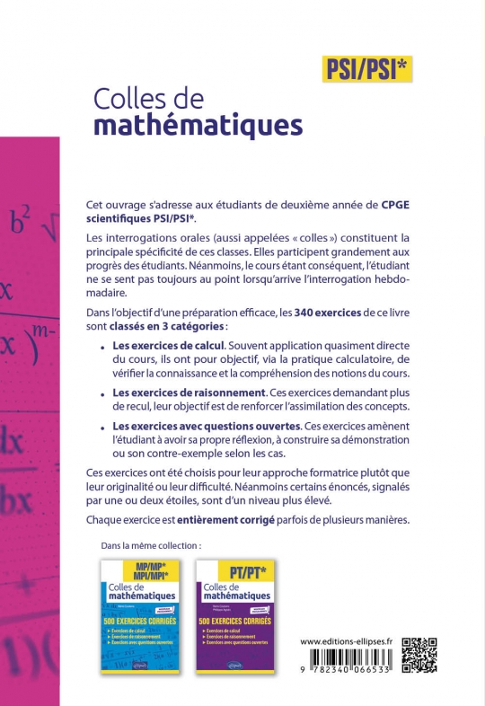 Colles de Mathématiques - PSI/PSI* - Programme 2022