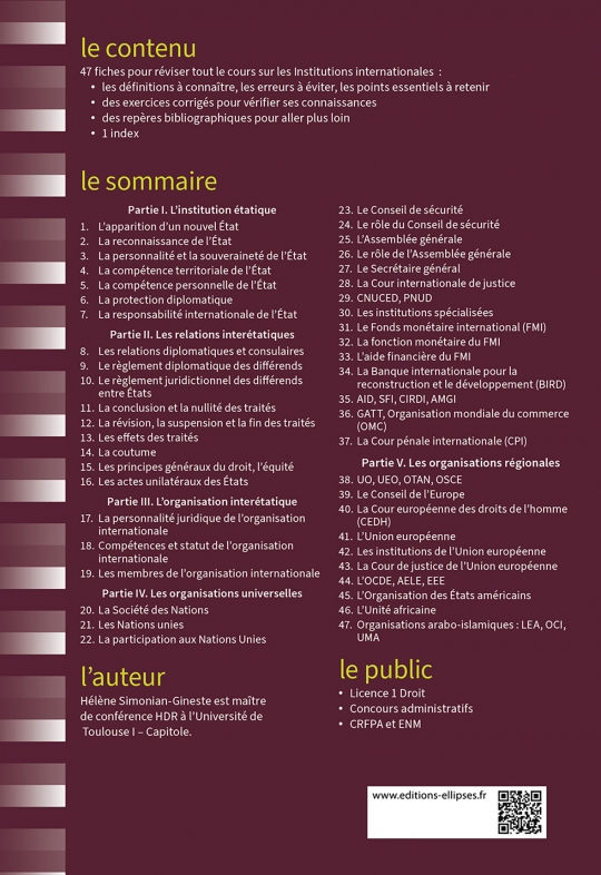 Fiches d'Institutions internationales
